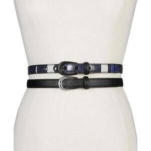 Steve Madden Womens Plaid 2-For-1 Skinny Belt Size S